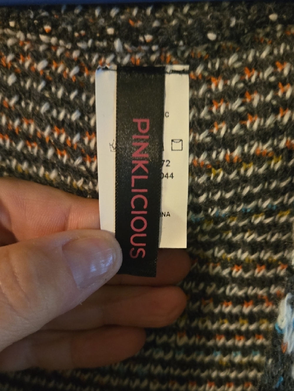 Dark Gray Hooded Patterned Cardigan Sweater - Picture 2 of 5